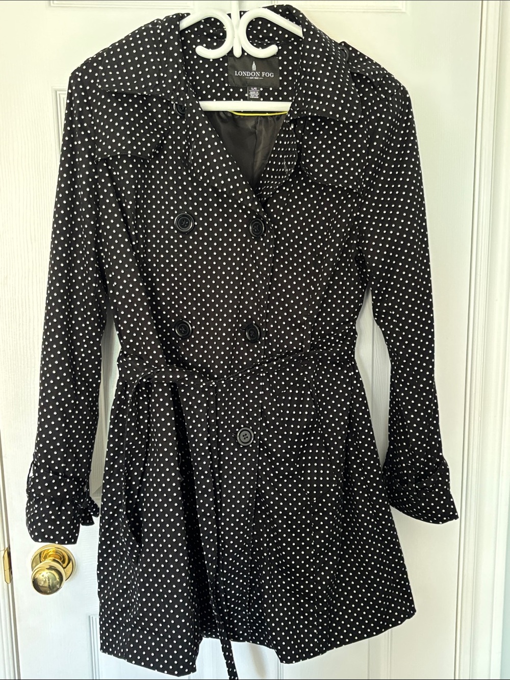 London Fog Polkadot Trench Coat-Large
